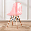 Nordic Glossy Plastic Chair with Wooden Legs | Pink Dining Chairs