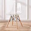 Nordic Glossy Plastic Chair with Wooden Legs | Transparent Dining Chairs