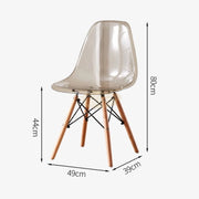 Nordic Glossy Plastic Chair with Wooden Legs | Transparent Dining Chairs