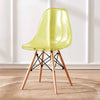 Nordic Glossy Plastic Chair with Wooden Legs | Yellow Dining Chairs