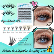 Obeyalash 140pcs Self Adhesive Eyelashes - Individual Preglued D Curl Cluster Lashes (40D 8-14mix) Self-Adhesive Lash