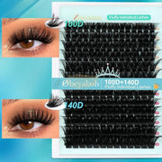 Obeyalash 168pcs Volume Eyelash Individuals (100D + 140D D Curl 14-20mm) Self-Adhesive Lash Clusters