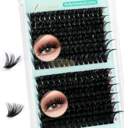 Obeyalash 168pcs Volume Eyelash Individuals (100D + 140D D Curl 14-20mm) Self-Adhesive Lash Clusters