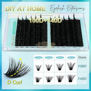 Obeyalash 168pcs Volume Eyelash Individuals (100D + 140D D Curl 14-20mm) Self-Adhesive Lash Clusters