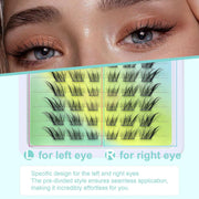 Obeyalash 72pcs Fox Eye Individual Cluster Lashes C Curl Self-Adhesive Lash Clusters