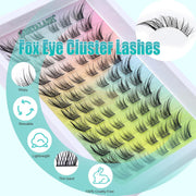 Obeyalash 72pcs Fox Eye Individual Cluster Lashes C Curl Self-Adhesive Lash Clusters