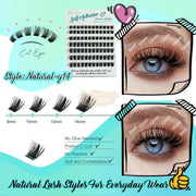 Obeyalash Eyelashes 84Pcs Self Adhesive Lashes No Glue Press on Cluster Lashes (Y24 D Curl 8-14mix) Self-Adhesive Lash