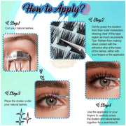 Obeyalash 96pcs Self-Adhesive Cluster Lashes With tweezer C-Curl + 3 10-14mm Mix | No Glue DIY Lashes Self-Adhesive