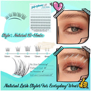 Obeyalash 96pcs Self-Adhesive Cluster Lashes With tweezer C-Curl + 3 10-14mm Mix | No Glue DIY Lashes Self-Adhesive