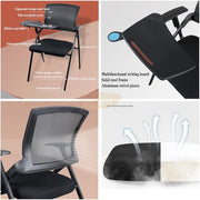 Office Chair with Back Armrest & Writing Board | Black Furniture