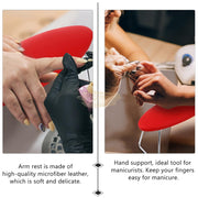 Oval Shape Microfiber Leather Manicure Hand Rest | Red Nail Salon Accessories