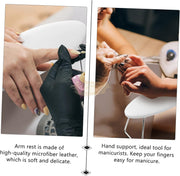 Oval Shape Microfiber Leather Manicure Hand Rest | White Nail Salon Accessories