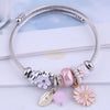 Pink daisy Charm Bracelet bracelet