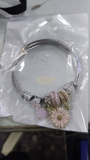 Pink daisy Charm Bracelet bracelet