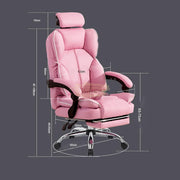 Pink Ergonomic Recliner Chair with Retractable Footrest & Adjustable Headrest Chair