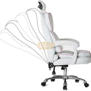 Pink Ergonomic Recliner Chair with Retractable Footrest & Adjustable Headrest Chair