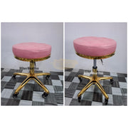 Pink/Gold Salon Swivel Stool | Height Adjustable & On Wheels Stool