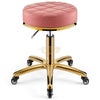 Pink/Gold Salon Swivel Stool | Height Adjustable & On Wheels Stool