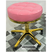 Pink/Gold Salon Swivel Stool | Height Adjustable & On Wheels Stool
