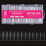 Soft Gel Tips | Half Cover | Extra Long | 240 Tips Pink Box