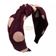 Polka Dot Knotted Wide Headband Burgundy Hair Accessories