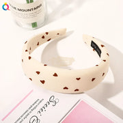 Polka Dot Leopard Print Wide Headbands Beige Heart Headband