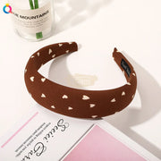 Polka Dot Leopard Print Wide Headbands Brown Heart Headband