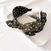 Polka Dot Print Bow Headband Design 13 2 Black Hair Accessories