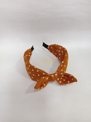 Polka Dot Print Bow Headband Design 13 4 Orange Hair Accessories