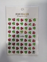Pop Finger 3D Design Sticker Shamrock Flowers Clover Ginkgo Leaf CL-041 Nail Art