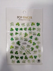 Pop Finger 3D Design Sticker Shamrock Flowers Clover Ginkgo Leaf CL-042 Nail Art