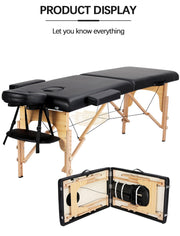Portable Massage Spa Bed 185*60cm | Wood | 2 Zones | Blackp Foldable Massage Bed