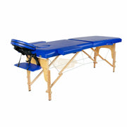 Portable Massage Spa Bed 185*60cm | Wood | 2 Zones | Blue Foldable Massage Bed