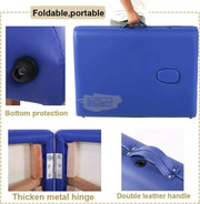 Portable Massage Spa Bed 185*60cm | Wood | 2 Zones | Blue Foldable Massage Bed