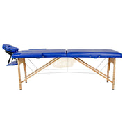 Portable Massage Spa Bed 185*60cm | Wood | 2 Zones | Blue Foldable Massage Bed