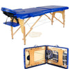 Portable Massage Spa Bed 185*60cm | Wood | 2 Zones | Blue Foldable Massage Bed