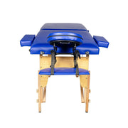 Portable Massage Spa Bed 185*60cm | Wood | 2 Zones | Blue Foldable Massage Bed