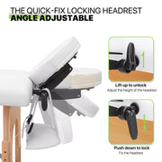 Portable Massage Spa Bed 185*60cm | Wood | 2 Zones | Grey Foldable Massage Bed