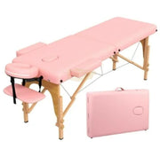 Portable Massage Spa Bed 185*60cm | Wood | 2 Zones | Pink Foldable Massage Bed
