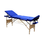 Portable Massage Spa Bed 185*60cm | Wood | 3 Zones | Blue Portable Massage Bed