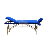 Portable Massage Spa Bed 185*60cm | Wood | 3 Zones | Blue Portable Massage Bed