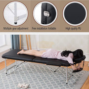 Portable Massage Spa Bed | Aluminum | 2 Zones | Black | 185*60cm