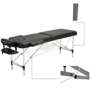 Portable Massage Spa Bed | Aluminum | 2 Zones | Black | 185*60cm