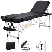 Portable Massage Spa Bed | Aluminum | 3 Zones | Black | 185*70cm
