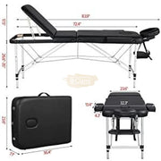 Portable Massage Spa Bed | Aluminum | 3 Zones | Black | 185*70cm