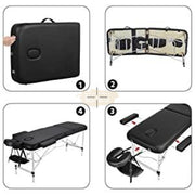 Portable Massage Spa Bed | Aluminum | 3 Zones | Black | 185*70cm