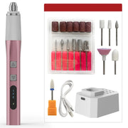Portable Rechargeable Nail Drill Kit with 18 Bits & LCD Display with Charging Base KR-288-01 Pink/White Portable Nail