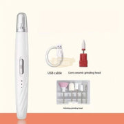 Portable Rechargeable Nail Drill Kit with 6 Bits KR230-01 White Portable Nail Drill