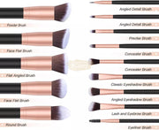 Professional Makeup Brush Set 14pcs Rose Gold Complete Professional Brush