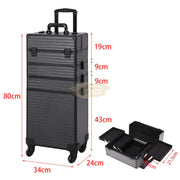 Professional Rolling Makeup Trolley Cosmetic Case | Black Rolling Makeup Case